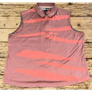 Jaime Sadock Woman’s Size L Tiger Stripe Sleeveless Polo Shirt